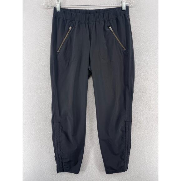 ATHLETA Pants 2P Aspire Ankle Tapered Ruched Elastic Waist Pull On Hiking Black - Picture 1 of 13